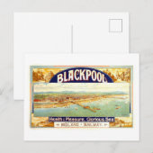 Oude reisposter Blackpool Engeland Briefkaart (Voorkant / Achterkant)
