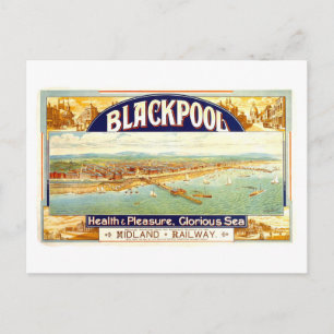 Oude reisposter Blackpool Engeland Briefkaart