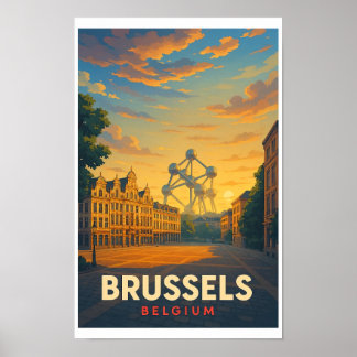 Oude Reisposter Brussel België Poster