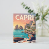 Oude Reisposter | Capri Italië Briefkaart (Staand voorkant)