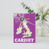 Oude reisposter Cardiff Wales Briefkaart (Staand voorkant)