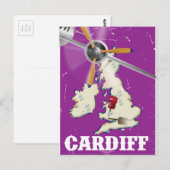 Oude reisposter Cardiff Wales Briefkaart (Voorkant / Achterkant)