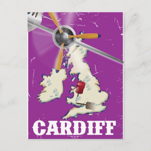 Oude reisposter Cardiff Wales Briefkaart (Voorkant)