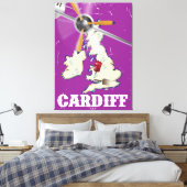 Oude reisposter Cardiff Wales Canvas Afdruk (Insitu (Slaapkamer))