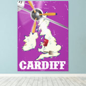 Oude reisposter Cardiff Wales Canvas Afdruk (Insitu (Houten vloer))