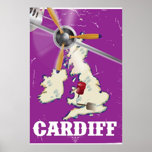 Oude reisposter Cardiff Wales Poster (Voorkant)