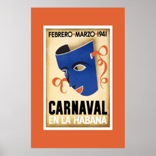 Oude Reisposter Carnaval Cuba En La Habana Poster