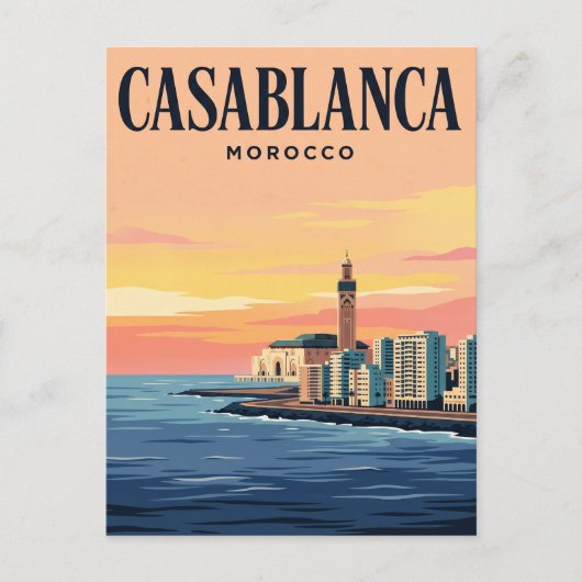 Oude Reisposter | Casablanca, Marokko Briefkaart (Voorkant)