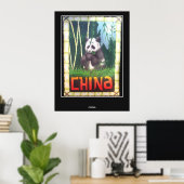 Oude Reisposter China Panda Poster (Thuiskantoor)