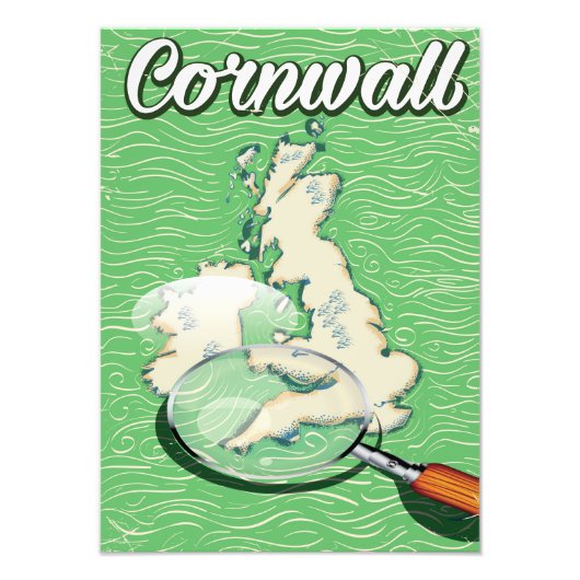 oude reisposter Cornwall kaart Foto Afdruk (Voorkant)