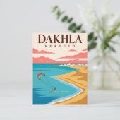 Oude Reisposter | Dakhla Marokko Briefkaart (Staand voorkant)