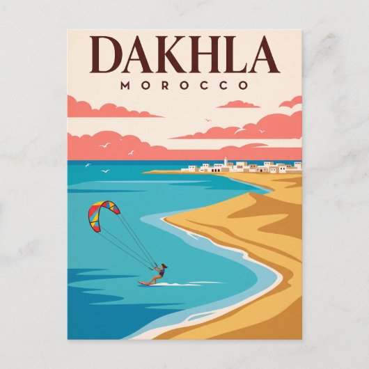 Oude Reisposter | Dakhla Marokko Briefkaart (Voorkant)