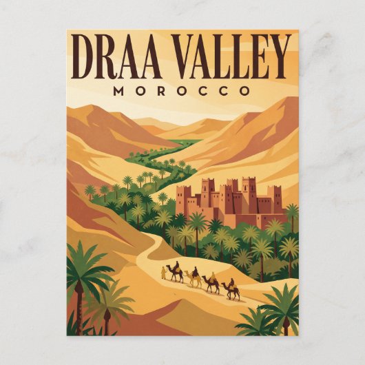 Oude Reisposter | Draa-vallei Marokko Briefkaart (Voorkant)