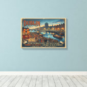 Oude reisposter Dublin Ierland Canvas Afdruk (Insitu (Houten vloer))