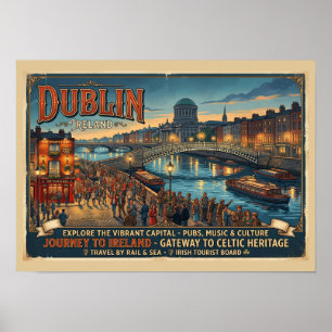 Oude reisposter Dublin Ierland Poster