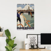 Oude reisposter Dunkirk Frankrijk Chemin de Fer Poster (Thuiskantoor)