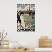 Oude reisposter Dunkirk Frankrijk Chemin de Fer Poster (Keuken)