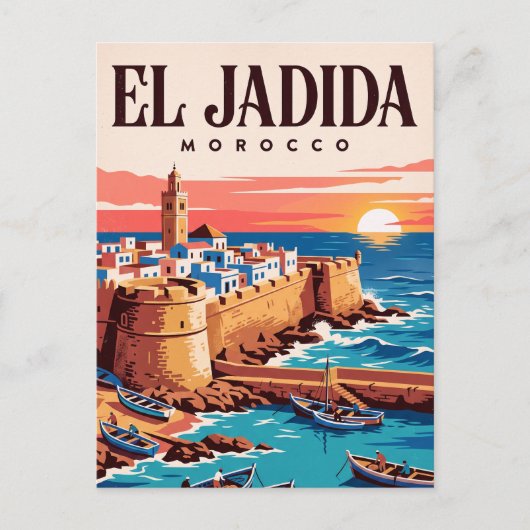 Oude Reisposter | El Jadida Marokko Briefkaart (Voorkant)