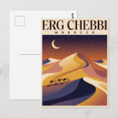 Oude Reisposter | Erg Chigaga Sahara Woestijn Briefkaart (Voorkant / Achterkant)