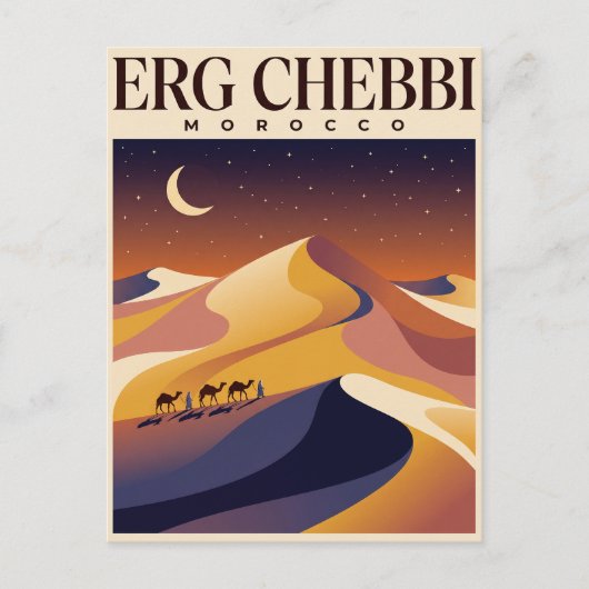 Oude Reisposter | Erg Chigaga Sahara Woestijn Briefkaart (Voorkant)
