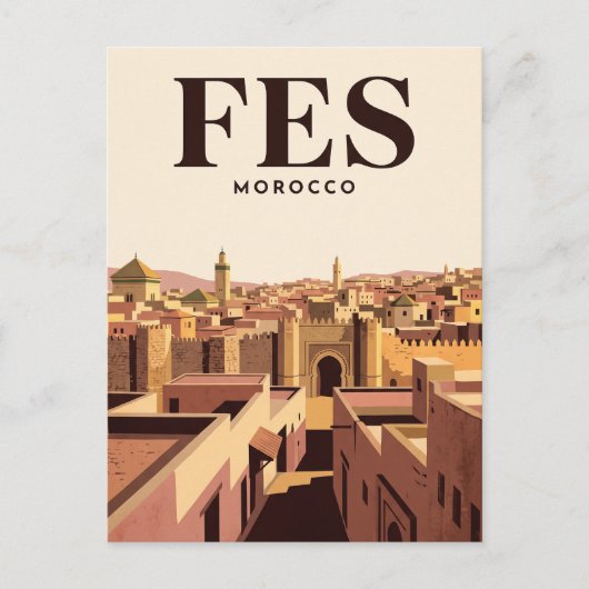Oude Reisposter | Fes, Marokko Briefkaart (Voorkant)