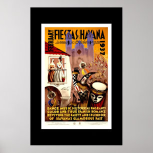 Oude Reisposter Fiestas Havana Cuba Poster