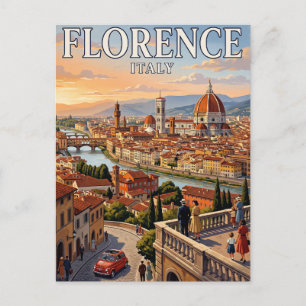 Oude Reisposter Florence, Italië Feestdagenkaart