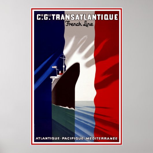 Oude Reisposter Franse Liner Reis Poster (Voorkant)