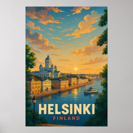 Oude Reisposter Helsinki Finland Poster
