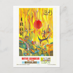 Oude Reisposter Irak Moerasland Briefkaart
