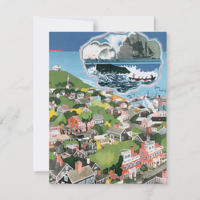 Oude Reisposter, Kaart van Nantucket Island, MA (Voorkant)