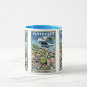 Oude Reisposter, Kaart van Nantucket Island, MA Mok (Midden)