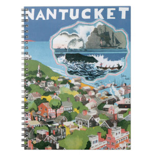 Oude Reisposter, Kaart van Nantucket Island, MA Notitieboek