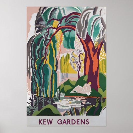 Oude Reisposter Kew Gardens Londen Botanisch Poster (Voorkant)
