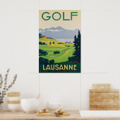 Oude reisposter Lausanne Zwitserland Golf Poster (Keuken)