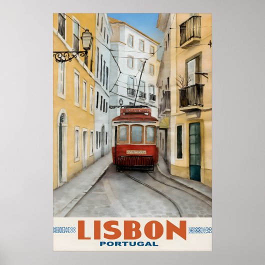 Oude Reisposter Lissabon Portugal Print (Voorkant)