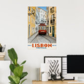 Oude Reisposter Lissabon Portugal Print (Thuiskantoor)