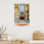 Oude Reisposter Lissabon Portugal Print (Keuken)