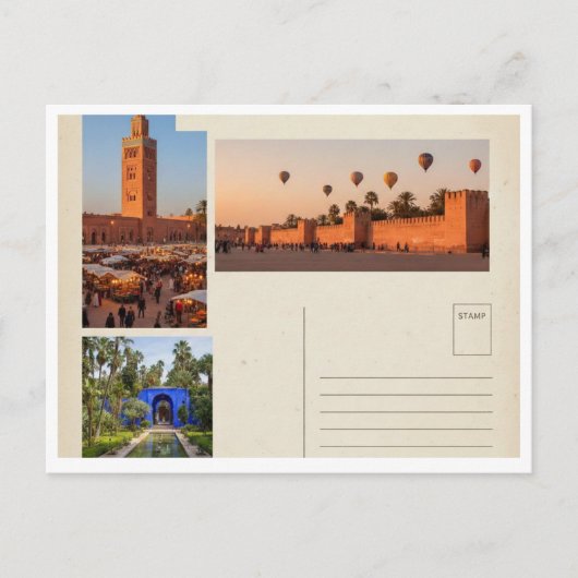 Oude Reisposter Marrakesh Marokko Briefkaart (Voorkant)
