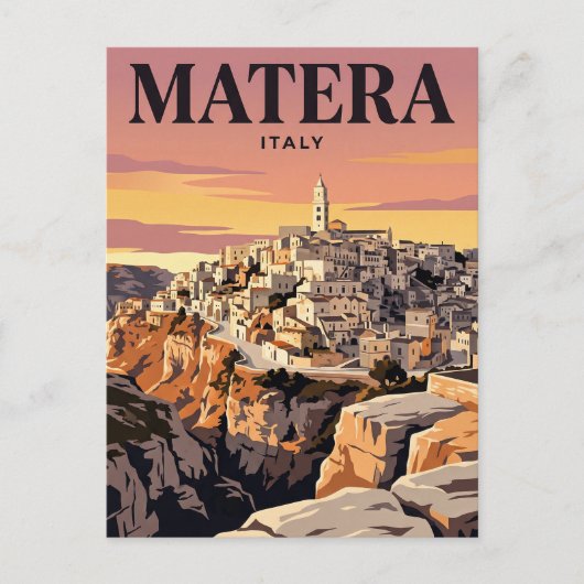 Oude Reisposter | Matera, Italië Briefkaart (Voorkant)
