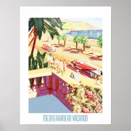 Oude Reisposter Mediterrane Vakantie Poster (Voorkant)