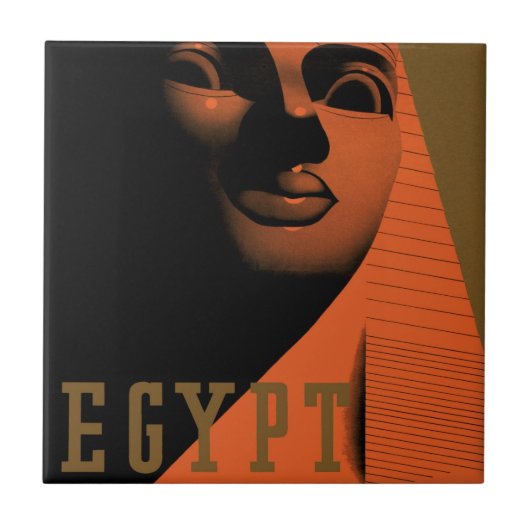 Oude reisposter met Sfinx, Egypte, Afrika Tegeltje (Voorkant)