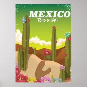 Oude reisposter Mexicaanse woestijn Poster