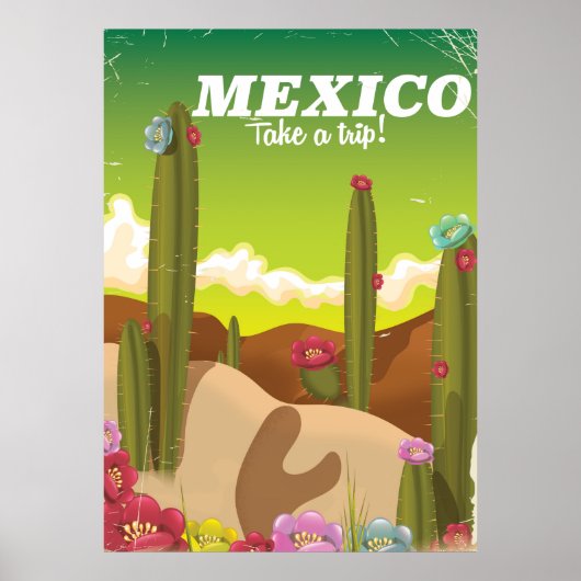 Oude reisposter Mexicaanse woestijn Poster (Voorkant)