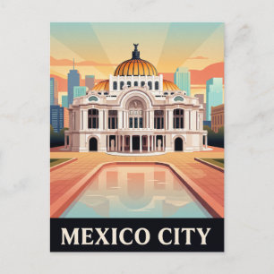 Oude Reisposter MEXICO-STAD Briefkaart