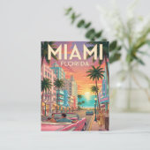 Oude Reisposter | Miami Florida Briefkaart (Staand voorkant)
