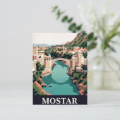 Oude Reisposter | MOSTAR Briefkaart (Staand voorkant)