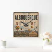 Oude Reisposter New Mexico Decoratie Vierkante Klok (Huis)