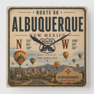 Oude Reisposter New Mexico Decoratie Vierkante Klok