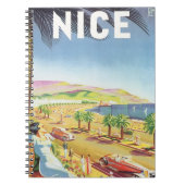 Oude Reisposter, Nice, Frankrijk Franse Riviera Notitieboek (Voorkant)